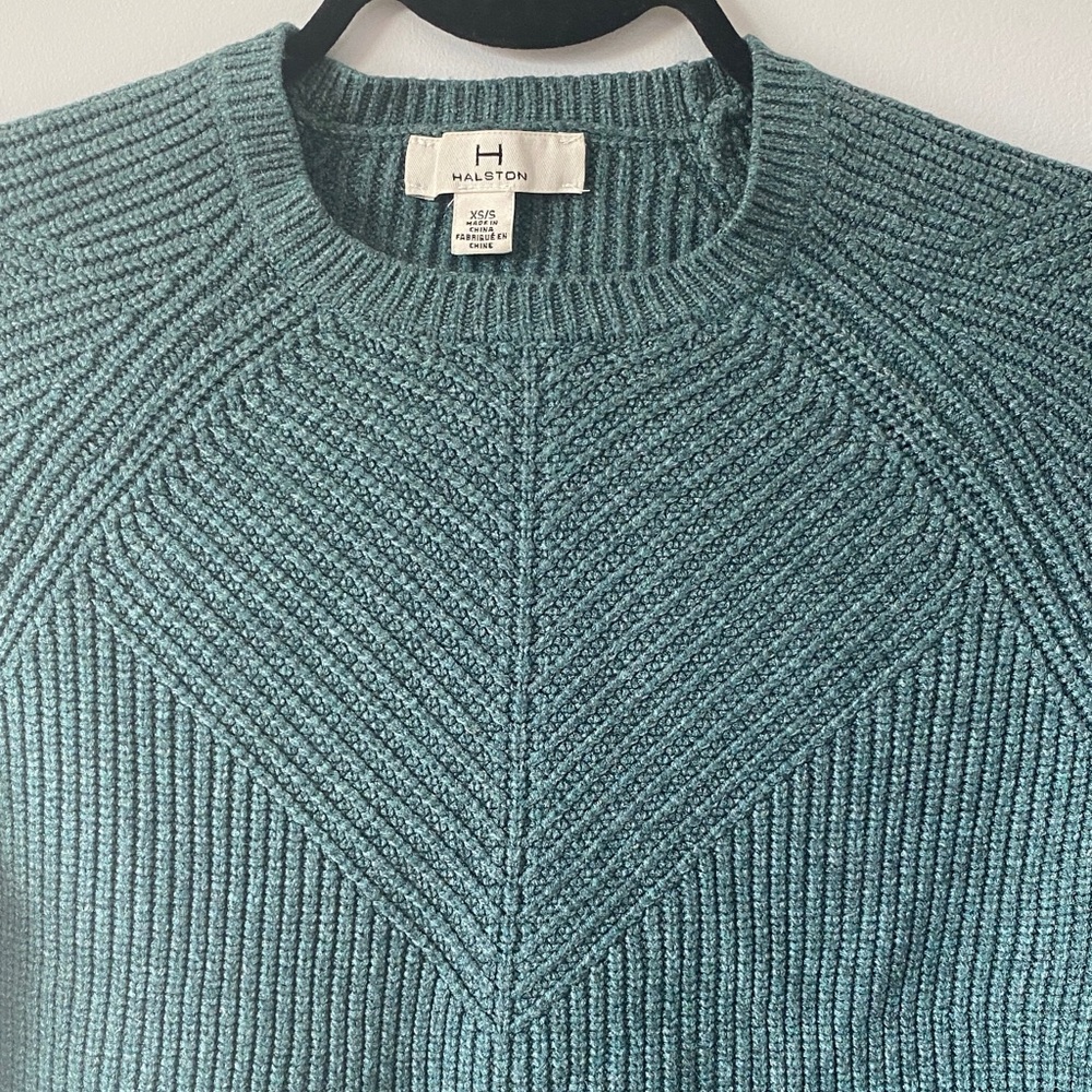 Halston Heritage Women's Teal Crewneck Sweater - Picture 5 of 8